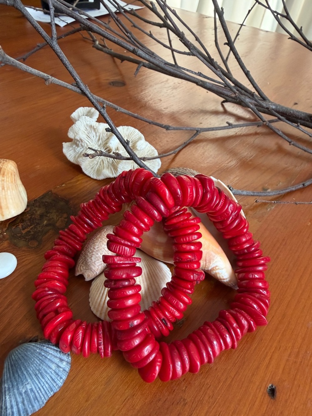 Red Coral Bead Stretch Bracelets